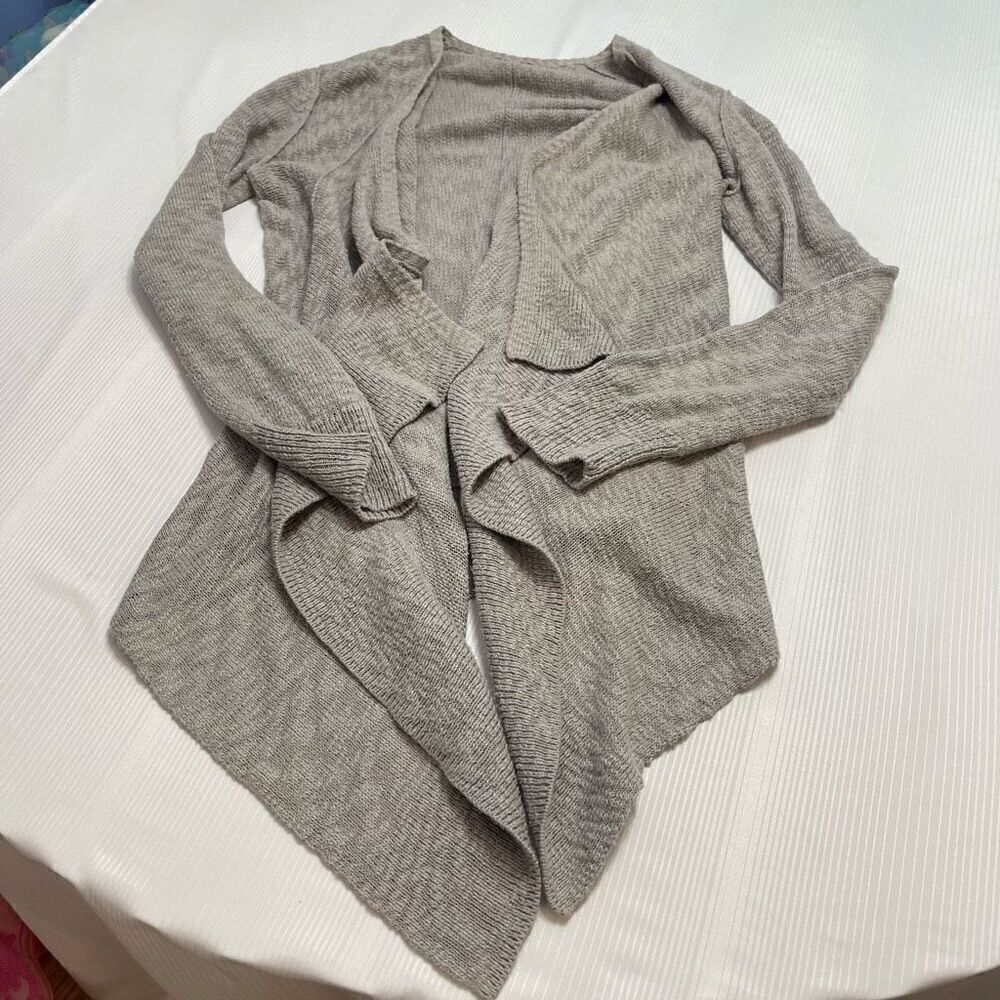 Eileen Fisher Grey Organic Cotton Cardigan Sweater Size XS